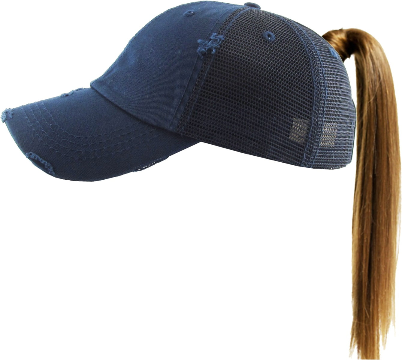 Ponytail Messy High Bun Adjustable Mesh Trucker Baseball Cap 