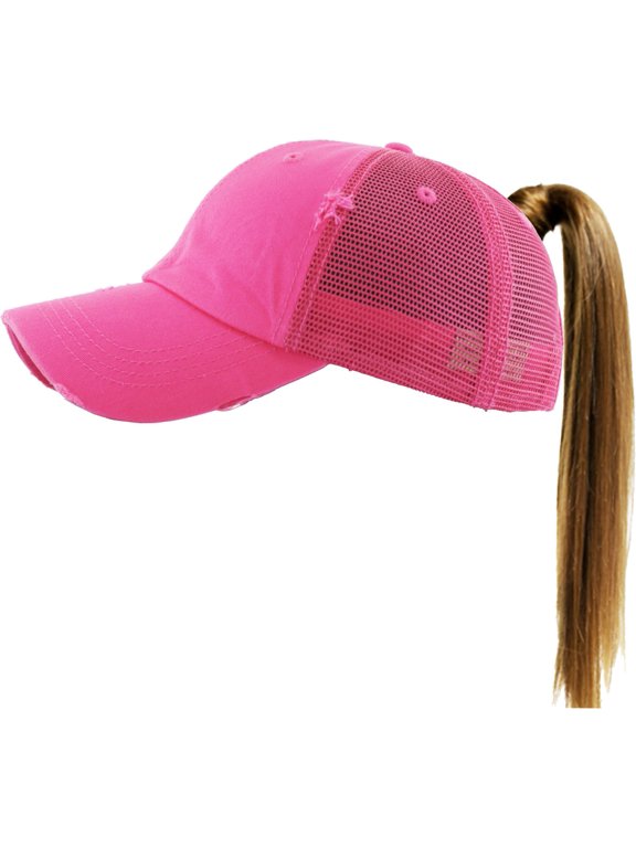 Ponytail Messy High Bun Adjustable Mesh Trucker Baseball Cap