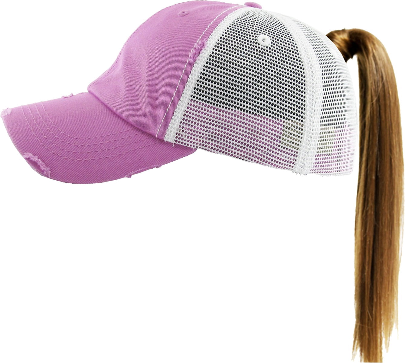 Ponytail Messy High Bun Adjustable Mesh Trucker Baseball Cap  display picture 1
