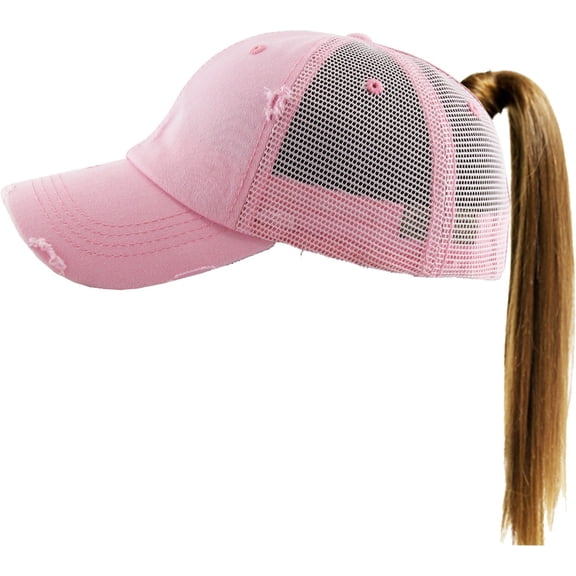 Ponytail Messy High Bun Adjustable Mesh Trucker Baseball Cap