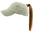 thumbnail image 1 of Ponytail Messy High Bun Adjustable Washed Cotton Baseball Cap, 1 of 7