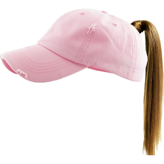 Ponytail Messy High Bun Adjustable Washed Cotton Baseball Cap