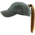 thumbnail image 1 of Ponytail Messy High Bun Adjustable Washed Cotton Baseball Cap, 1 of 9