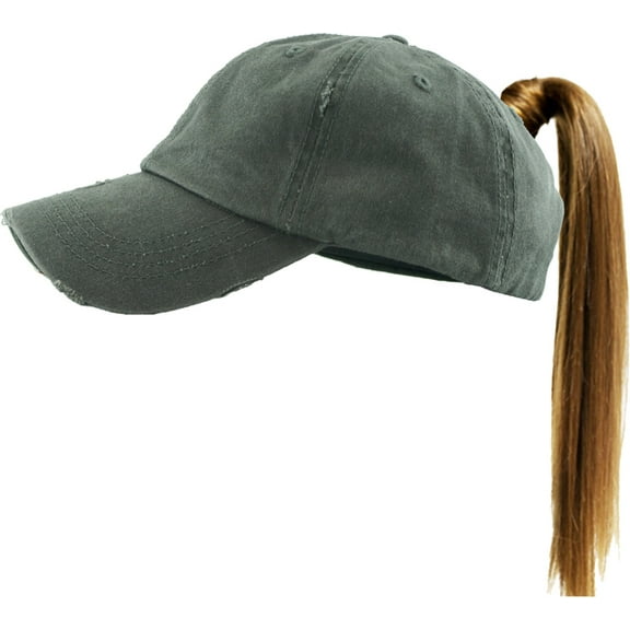 Ponytail Messy High Bun Adjustable Washed Cotton Baseball Cap
