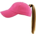 thumbnail image 1 of Ponytail Messy High Bun Adjustable Washed Cotton Baseball Cap, 1 of 9