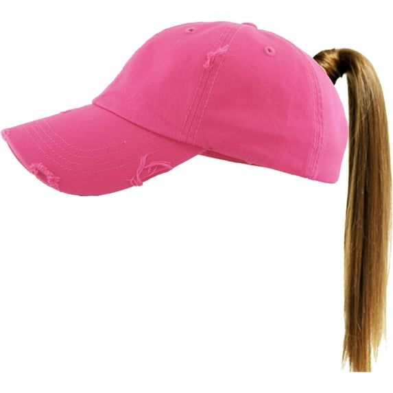 Ponytail Messy High Bun Adjustable Washed Cotton Baseball Cap