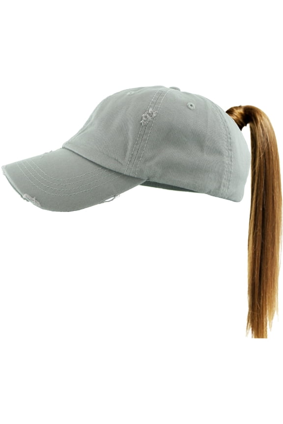 Ponytail Messy High Bun Adjustable Washed Cotton Baseball Cap