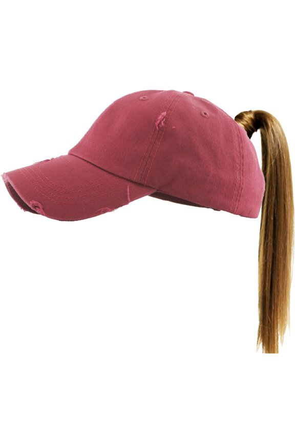 Ponytail Messy High Bun Adjustable Washed Cotton Baseball Cap