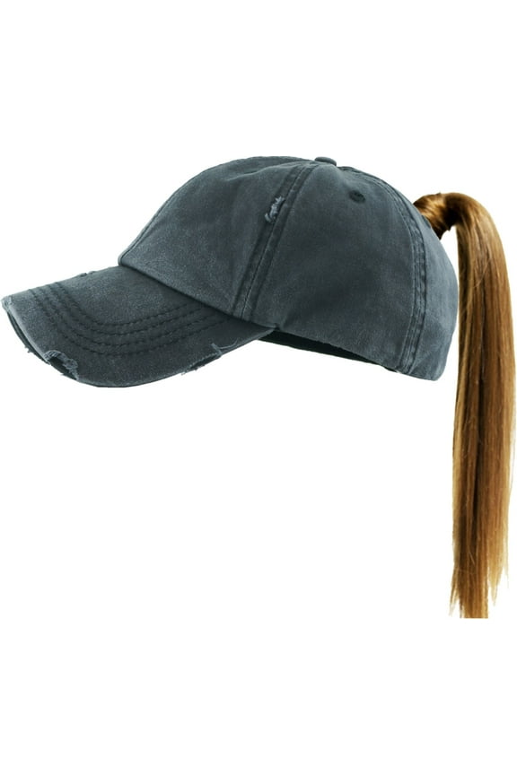 Ponytail Messy High Bun Adjustable Washed Cotton Baseball Cap