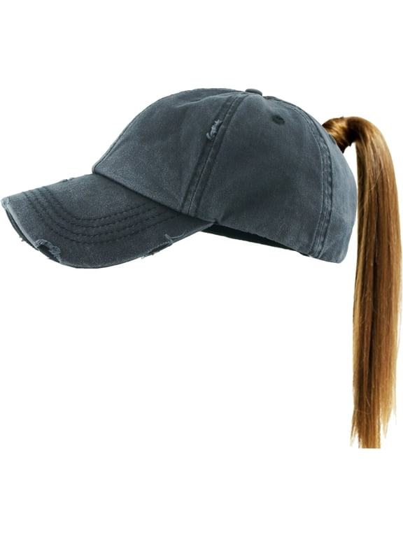 Ponytail Messy High Bun Adjustable Washed Cotton Baseball Cap