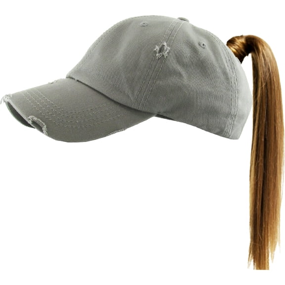 Ponytail Messy High Bun Adjustable Washed Cotton Baseball Cap