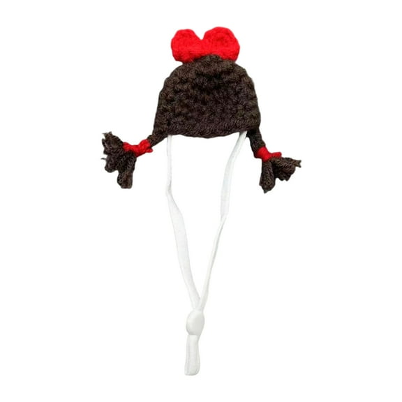 Ponytail Pet Hat - Adjustable Mini Knitted Cap for Small Animals, Fun Wearable for Parties & Holidays