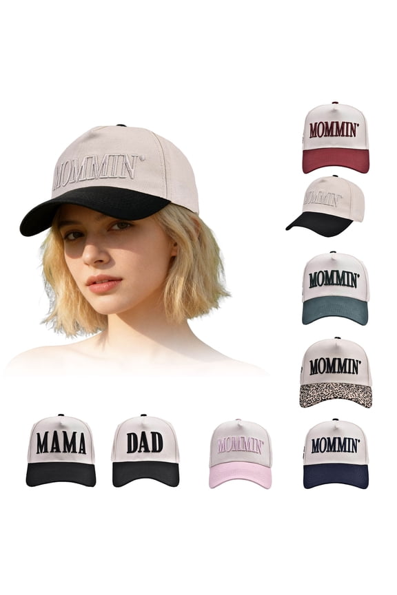 Ponytail Trucker Hat for Women Vintage Embroidered Two-Tone Adjustable Baseball Cap, Ideal Mother's Day Outfit Gift
