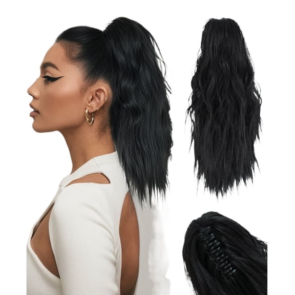 Ponytail Wig For Women, Grab Clip, Short Style, Light High Ponytail, Curly Hair, Naturally Fluffy Braid