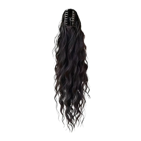 Ponytail wig for women, grab clip, long curly hair, natural fluffy, water ripple simulation, long braid