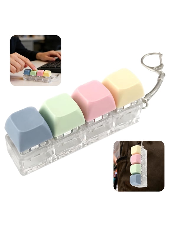 Keyboard Fidget Toy Clicker Keyboard Keychain Button Fidget Gifts for Adults to Relax Relieve Stress and Pass Time
