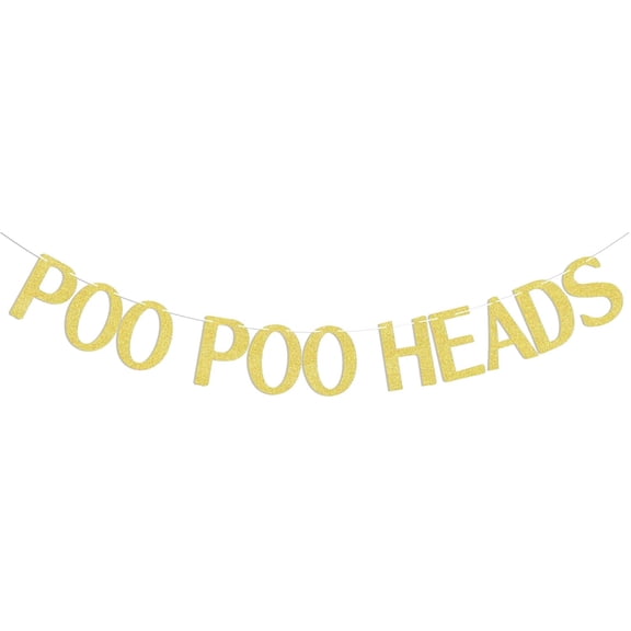 Poo Poo Heads Banner - Funny Birthday Party Decorations, Watch Party Decor, Sarcastic Party Banner, Funny Birthday Celebration Party Decorations