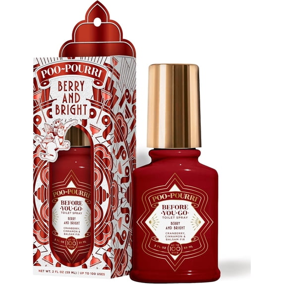 Poo-Pouri Before-You-Go Holiday Toilet Spray, Berry and Bright, 2 Fl Oz - Cranberry, Cinnamon and Balsam Fir