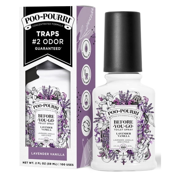 Poo~Pourri Lavender Vanilla, Lavender + Vanilla + Citrus, Before-You-Go Toilet Spray, 2 Oz