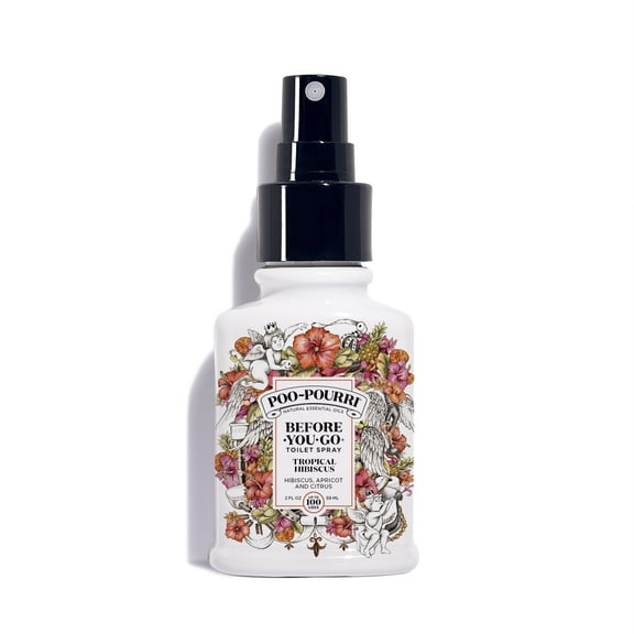Poo-Pourri, Tropical Hibiscus, 2oz, Before-You-Go Toilet Spray, Hibiscus Apricot Citrus, Essential Oils, Natural, NonAerosol, Air Freshener