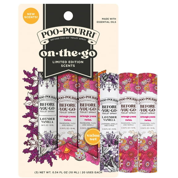 Poo-Pourri Before-You-Go Toilet Spray, Spring On-The-Set 3pk, Limited Time Spring 2025 Fragrance