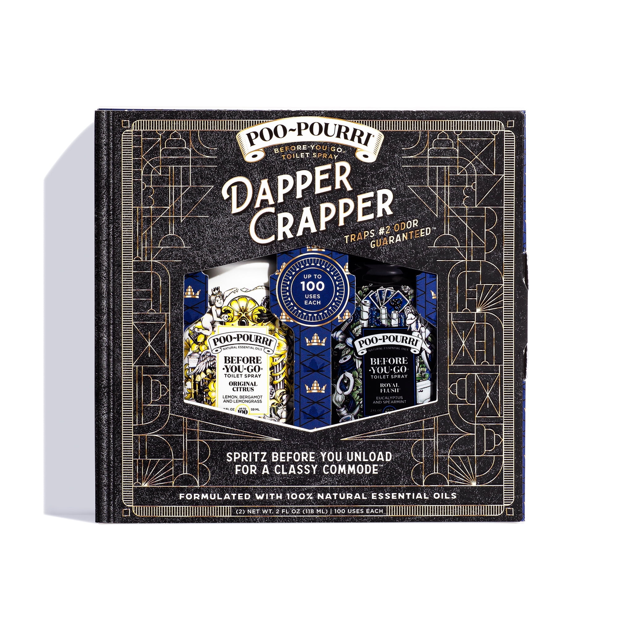 Poo-Pourri, Dapper Men's Gift Set Bundle Royal Flush 2 fl oz + Original Citrus 2 fl oz, 2 Pack Set Air Freshener