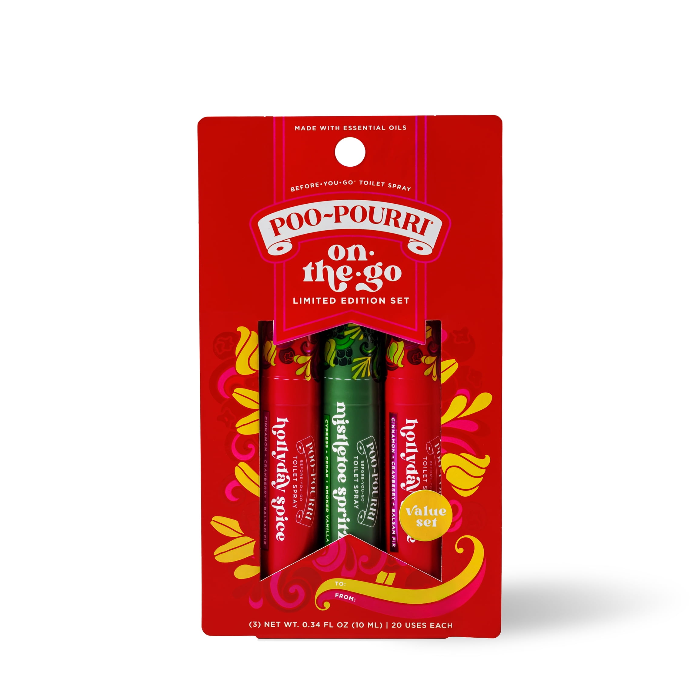 PooPourri 3Pack 10mL Holiday Toilet Spray Hollyday Spice & Mistletoe