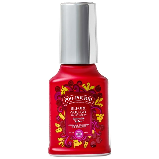 PooPourri Original Hollyday Spice 2 fl oz, Bathroom Deodorizing Toilet