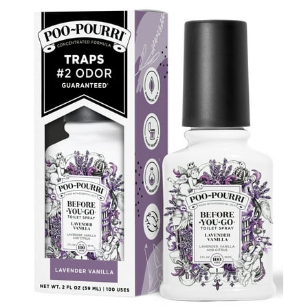 Poo-Pourri Lavender Vanilla, Lavender + Vanilla + Citrus Before-You-Go Toilet Spray, 2 oz (Odor eliminating Air Freshener)
