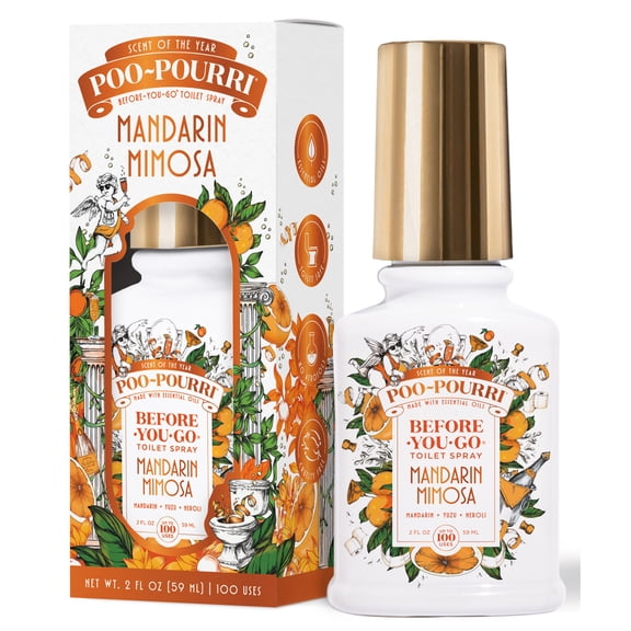 Poo~Pourri Mandarin Mimosa, Mandarin + Yuzu + Neroli, Before-You-Go Toilet Spray, 2 Oz