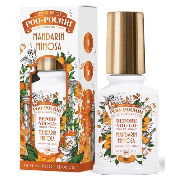 Poo~Pourri Mandarin Mimosa, Mandarin + Yuzu + Neroli, Before-You-Go Toilet Spray, 2 Oz