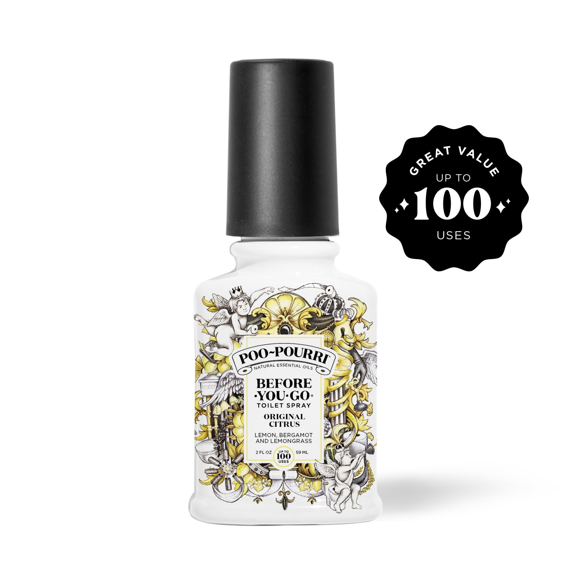 Poo~Pourri Original Citrus , Lemon + Bergamot + Lemongrass Before-You-Go Toilet Spray, 2 Oz