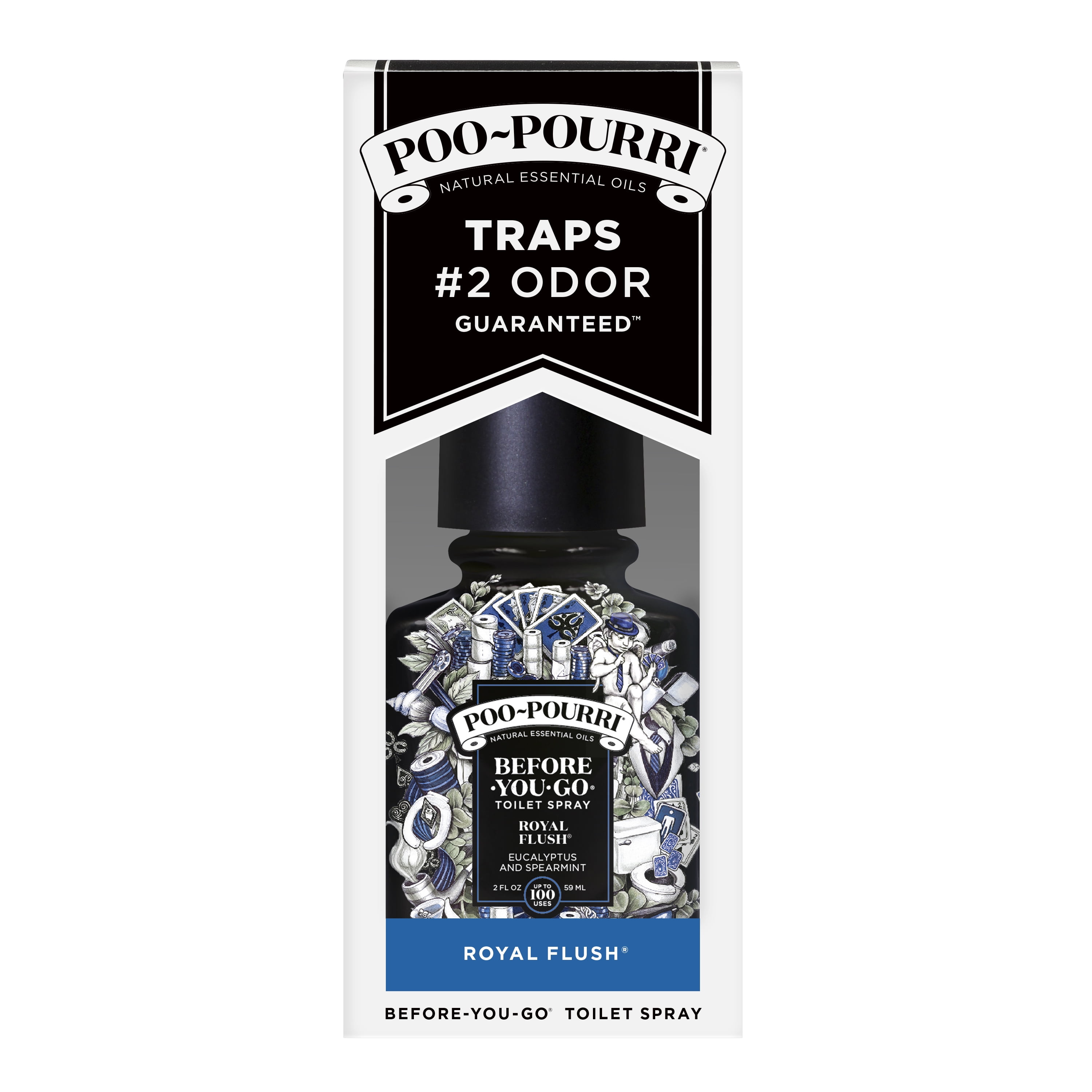 PooPourri, Royal Flush, 2oz, BeforeYouGo Toilet Spray, Eucalyptus and Spearmint, Essential