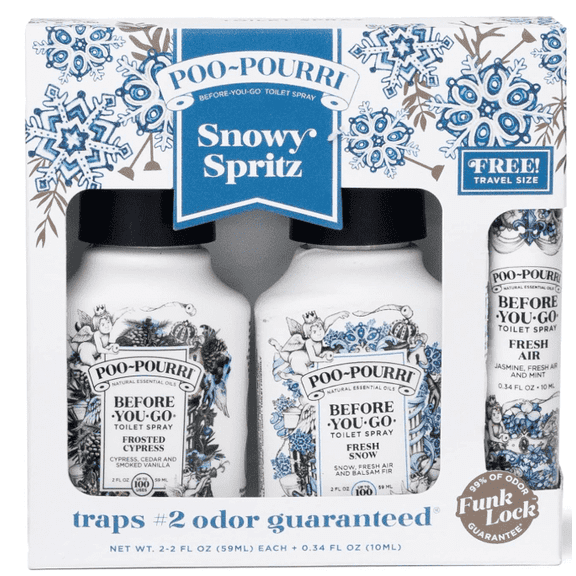 Poo-Pourri Toilet Spray, Snowy Spritz Holiday Value Set, 3 Pack includes 2 2 Oz + 10mL, Gift Set