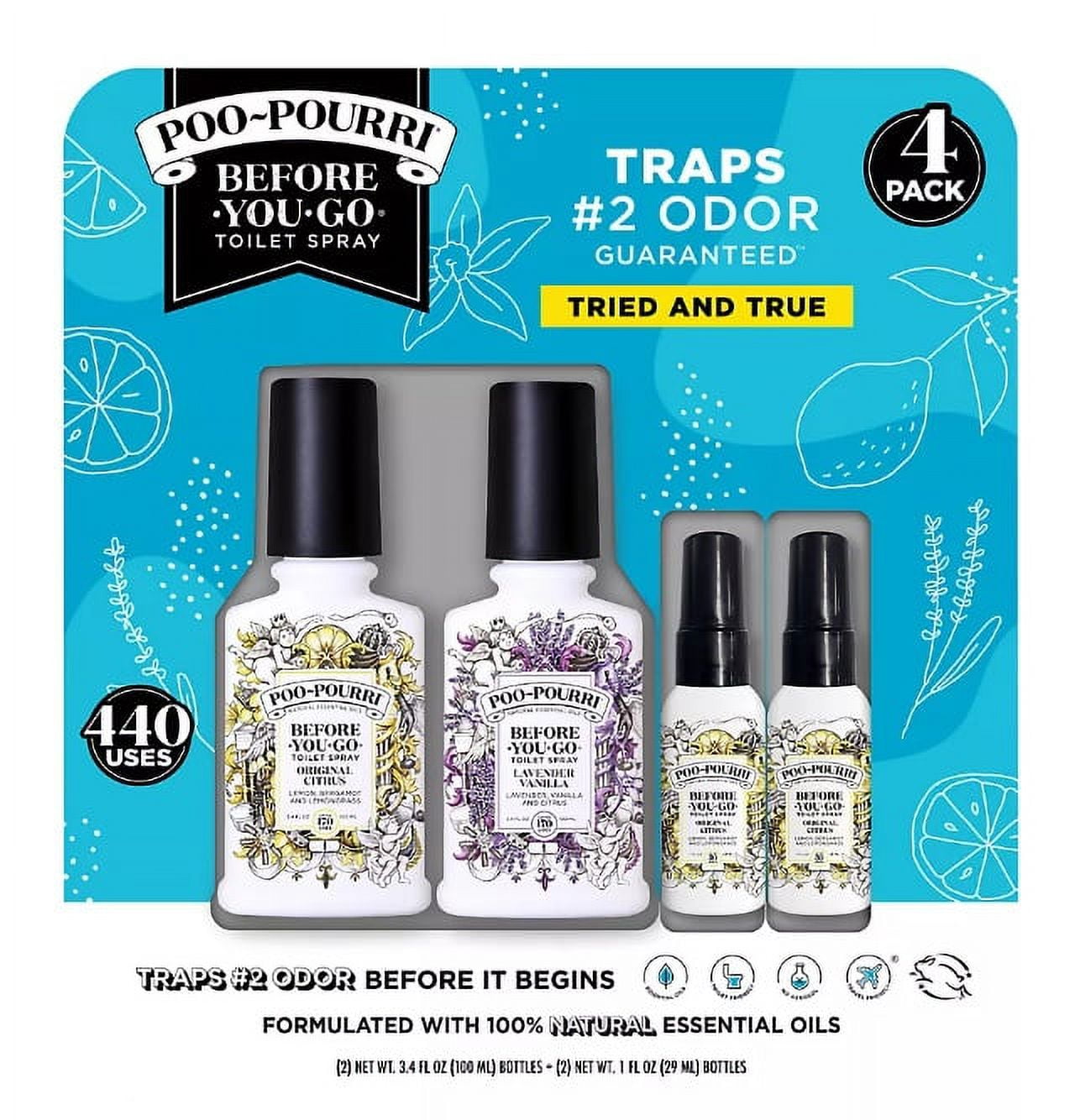 PooPourri Tried And True Before You Go Spray, Citrus Scent, Pack Of 4
