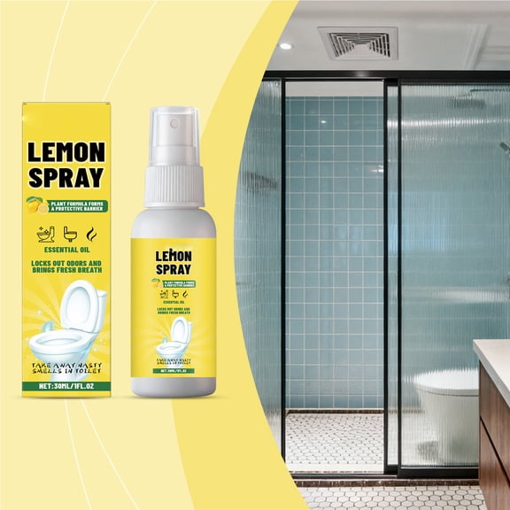 Poo Toilet Deodorizer Spray, Fresh Lemon Scent, Odor Blocking Spray for Bathroom, Portable Air Freshener 30ml, Invisible Protective Film