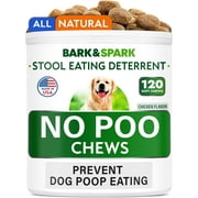 BARK&SPARK NO Poo Treats - Prevent Dog Poop Eating - Coprophagia Treatment - Stool Eating Deterrent - Probiotics & Enzymes - Digestive Health + Breath Aid - Made in USA - (120 Ct - Chicken)