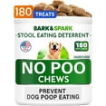 thumbnail image 1 of BARK&SPARK NO Poo Treats - Prevent Dog Poop Eating - Coprophagia Treatment - Stool Eating Deterrent - Probiotics & Enzymes - Digestive Health + Breath Aid - Made in USA - 180 Chews, 1 of 6