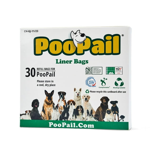 PooPail Liner Bags - Box of 30 - Compostable