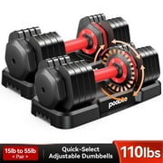 LNOW 110LB Adjustable Dumbbells with High Quality Tray 15lb to 55lb Adjustable Dumbbell for Home Gym Exercise Equipment