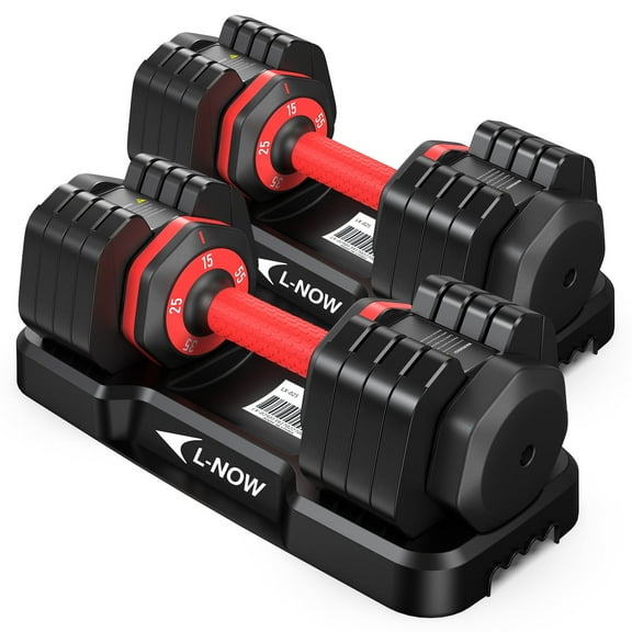 LNOW 110LB Adjustable Dumbbells with High Quality Tray 15lb to 55lb Adjustable Dumbbell for Home Gym Exercise Equipment