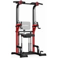 thumbnail image 1 of Pooboo Power Tower Pull Up Bar Dip Station with Resistance Assisted Pad Multi-Function Adjustable Height Home Gym Strength Training Fitness Workout Equipment 480 LBS, 1 of 7