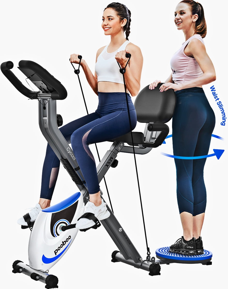 Pooboo Folding Exercise Bike with Arm Resistance Liberia Ubuy