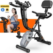 Pooboo 4in1 Folding Exercise Bike Indoor Cycling Bike Stationary Magnetic X Bike Gym Workout 300lb Easy to Get On/Off