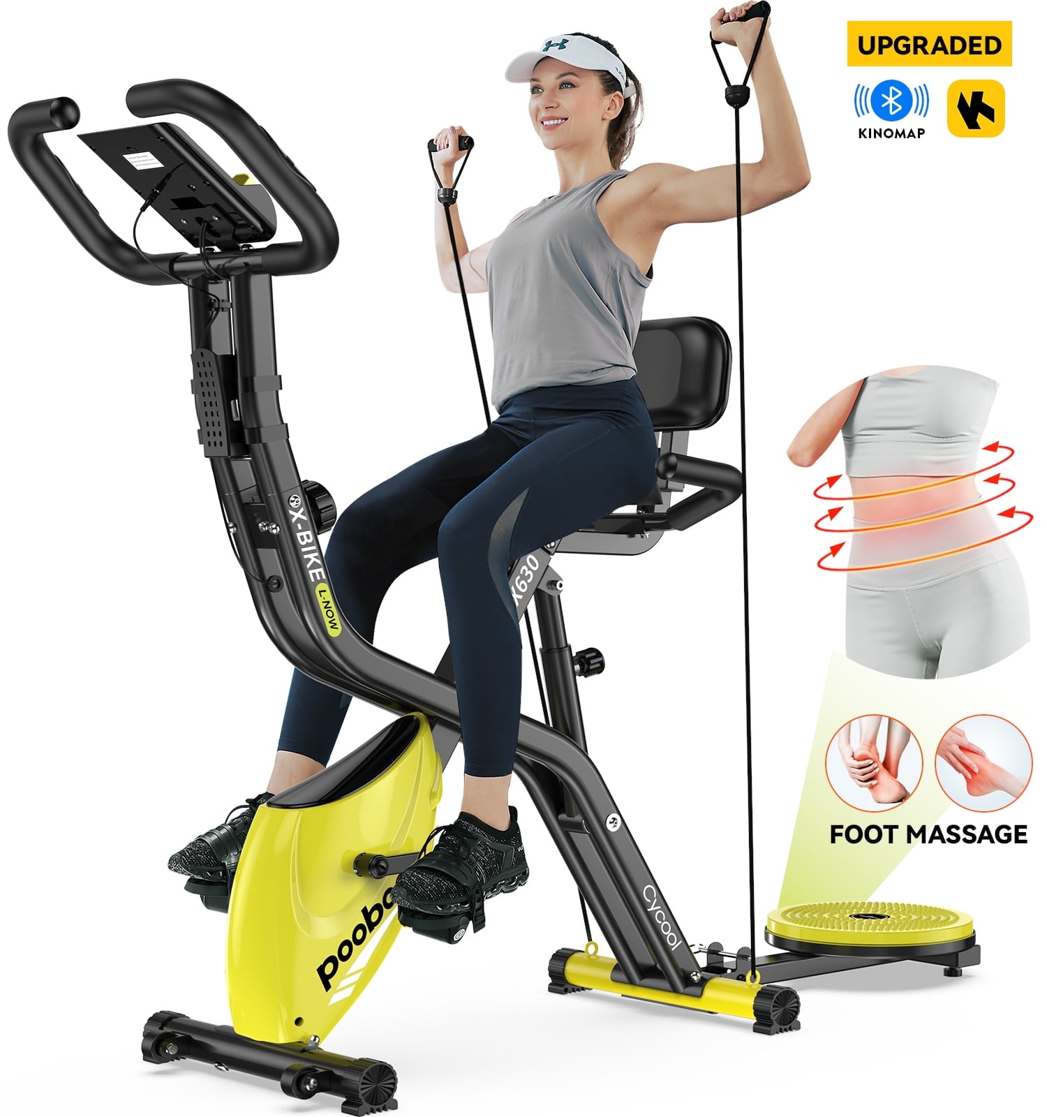Pooboo 4-in-1 Folding Exercise Bike, Indoor Cyclin