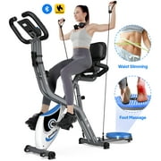 Pooboo 4in1 Folding Exercise Bike Indoor Home Cycling Bike Stationary Magnetic Cycling Bicycle X Bike Gym Workout 300 lbs