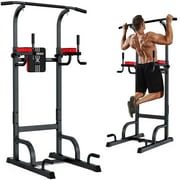 Pooboo Body Champ Multifunction Power Tower Dip Station Pull up Bar Power Rack for Home Gym Strength Training Workout Equipment Max Weight 480lbs