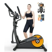 Pooboo Build-in Bluetooth Silent Magnetic Elliptical Exercise Bike for Home Use Elliptical Training Machines 450lbs 80% Fully Assembled