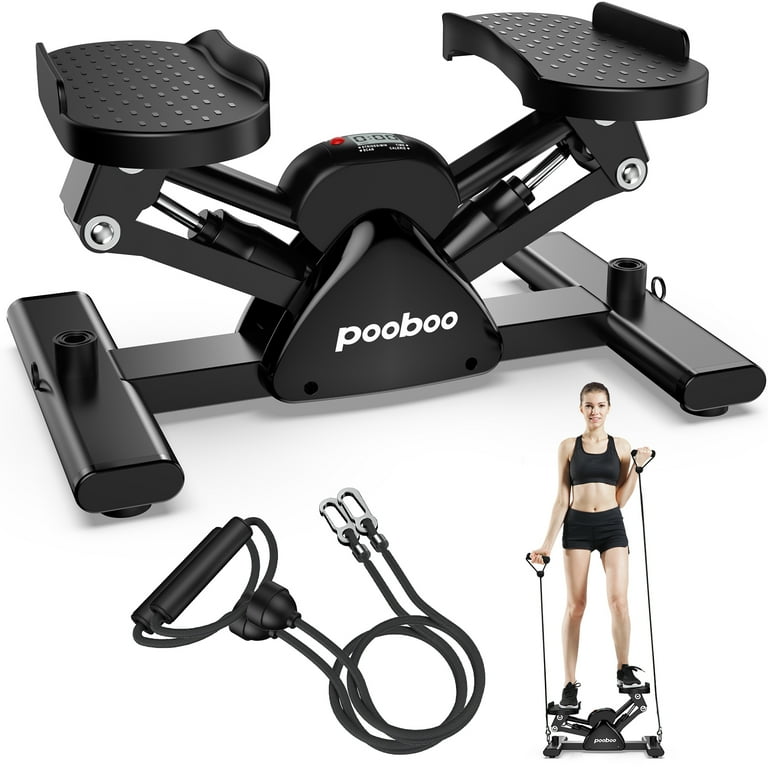 Pooboo Cardio Mini Stepper Machine with Resistance Bands Home Fitness Air Stepper Stair Climber 350lbs