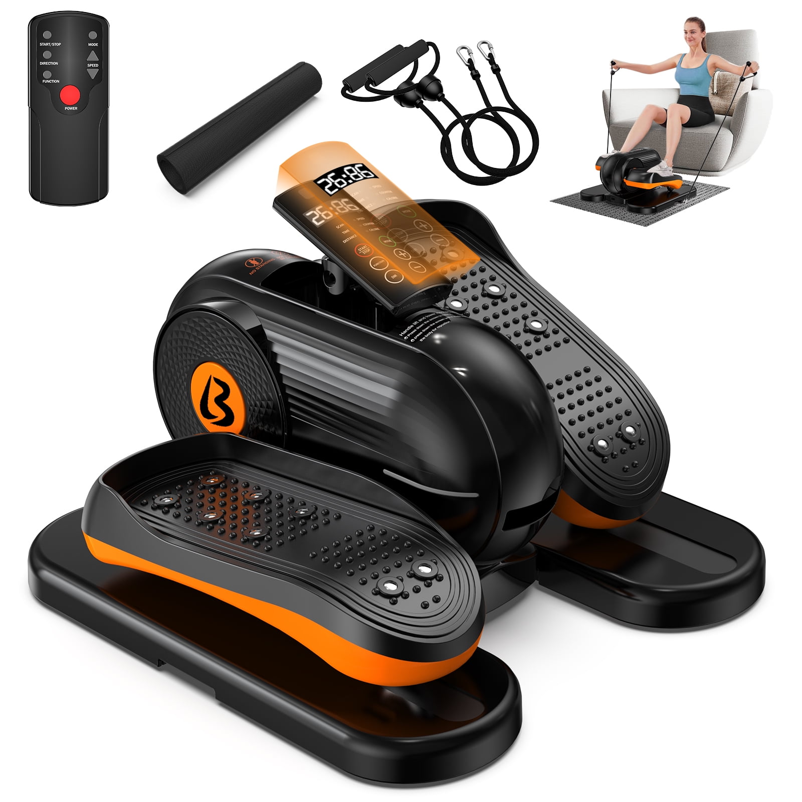 Pooboo Under Desk Electric Elliptical Machine Pre-Assembled Seated Pedal Exerciser Mini Portable Leg Exercise Equipment with Remote Control  for Seniors & Adults Weight up to 280LBS